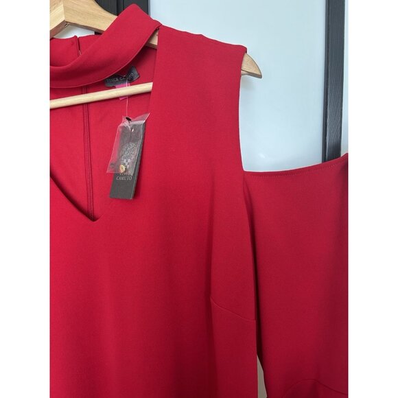 Vince Camuto Red Dress Plus Size 1X Cold Shoulder NWT Vamp Goth Cocktail - Picture 10 of 16